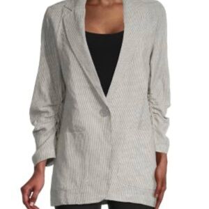 Max Studio Light Gray Striped Blazer A0470